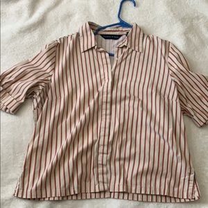 rainbow striped cropped button up